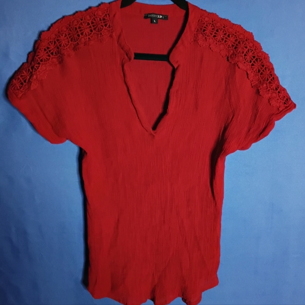 PAPERMOON Crochet Shoulder Blouse L